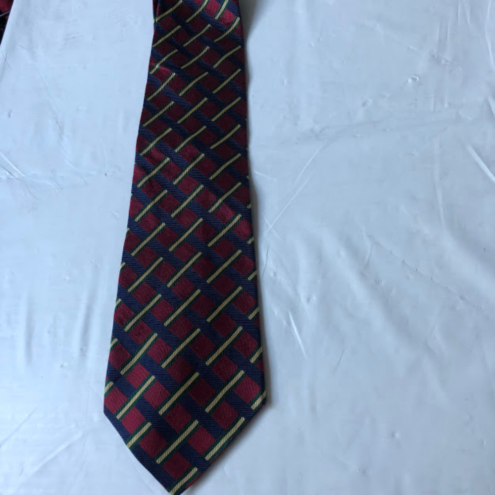 🔥Facconable Men's Tie Silk Red Blue Gold Plaid